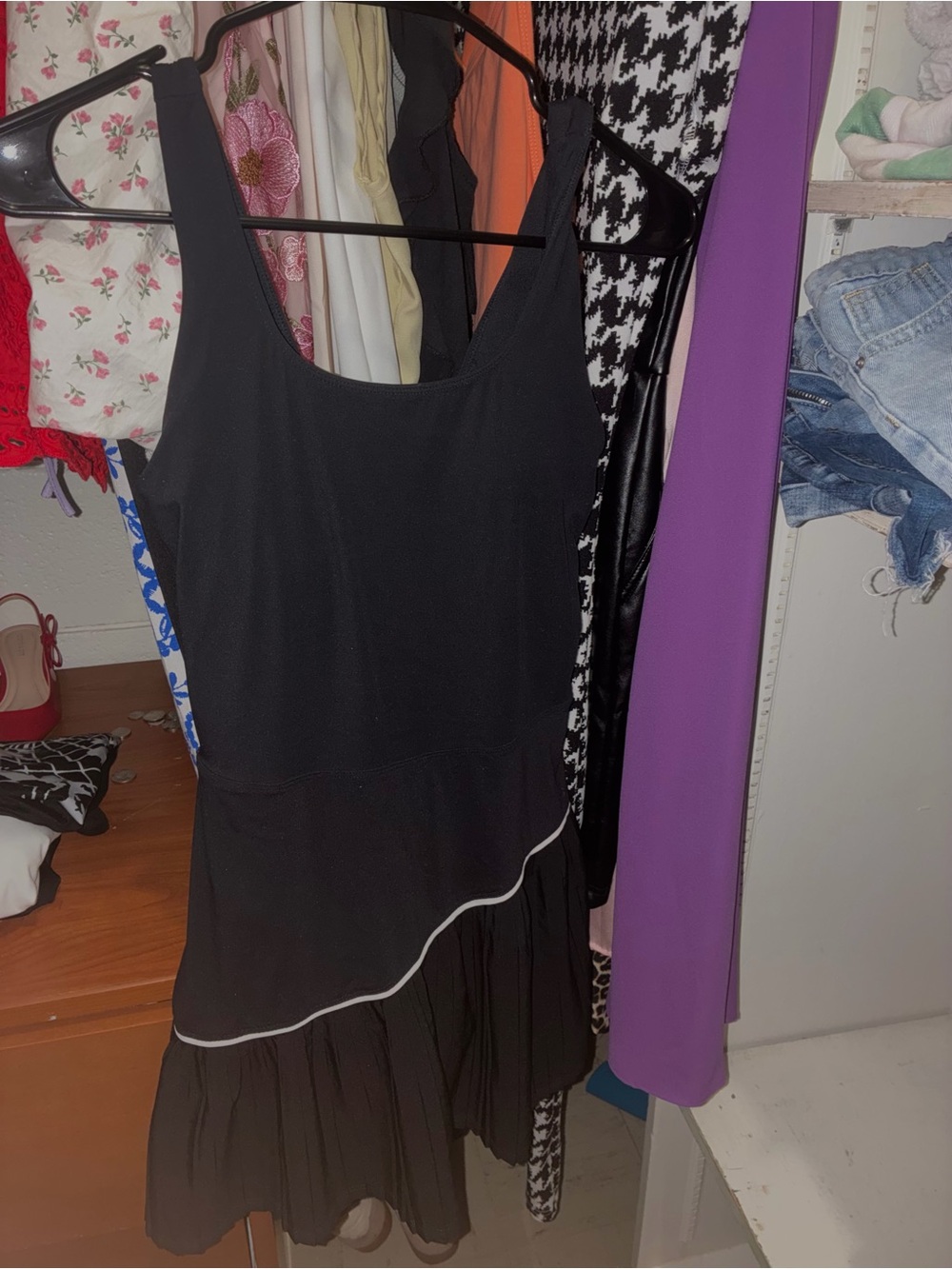 Black Sleeveless Fit & Flare Dress with Pleated Hem